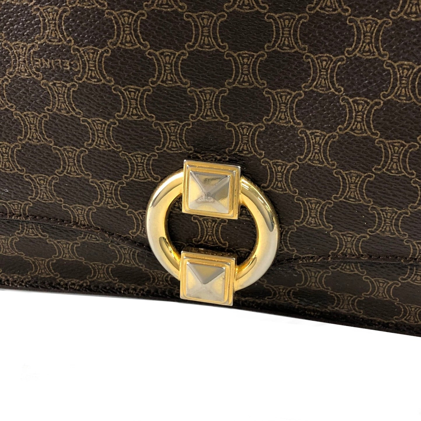 CELINE Macadam Flap Shoulder bag Brown Vintage wagmgy