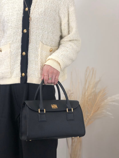 LOEWE Anagram Turn Lock Two-way Small Boston bag Shoulder bag Black Vintage v54wyi