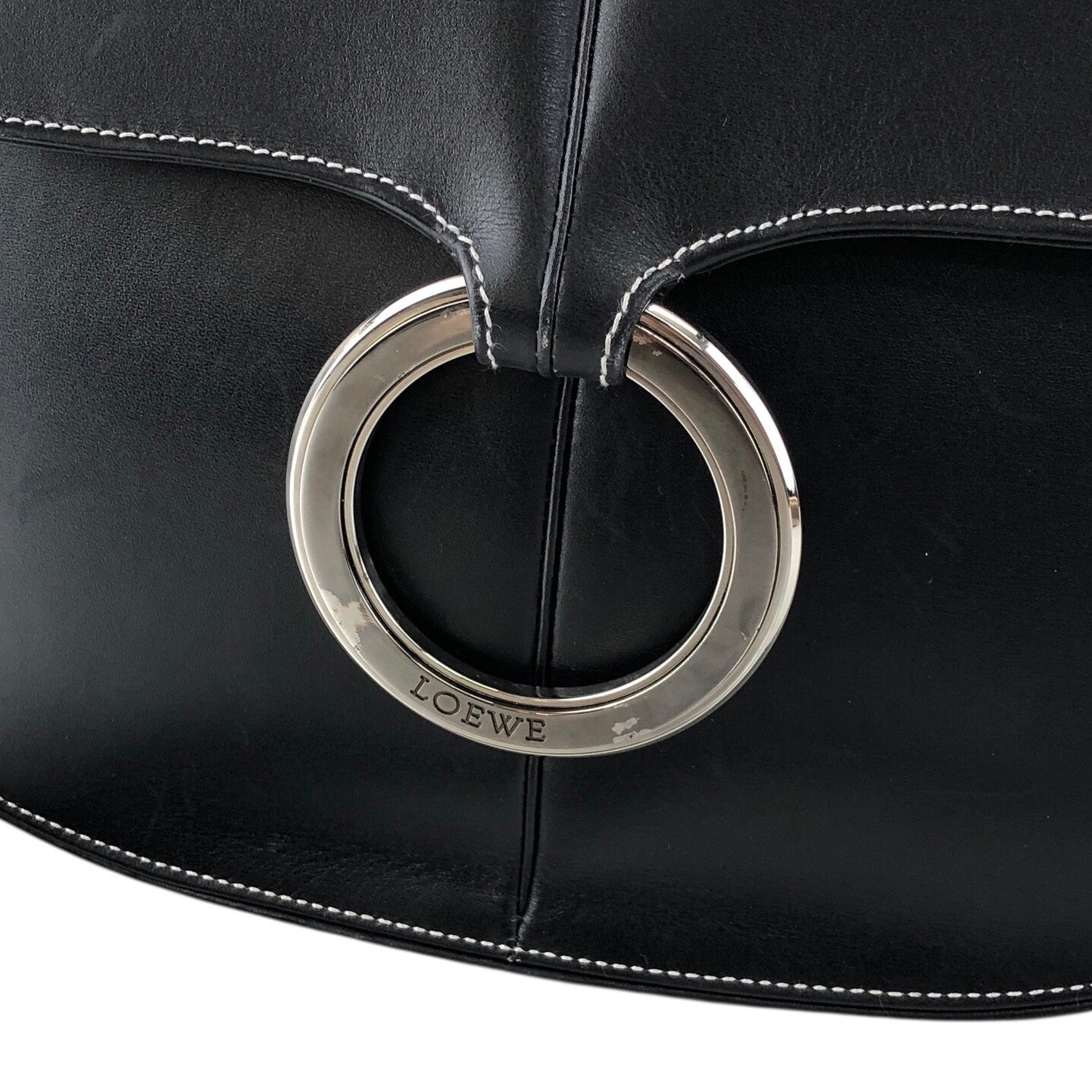 LOEWE Logo Shoulder bag Black Vintage sy8ch6