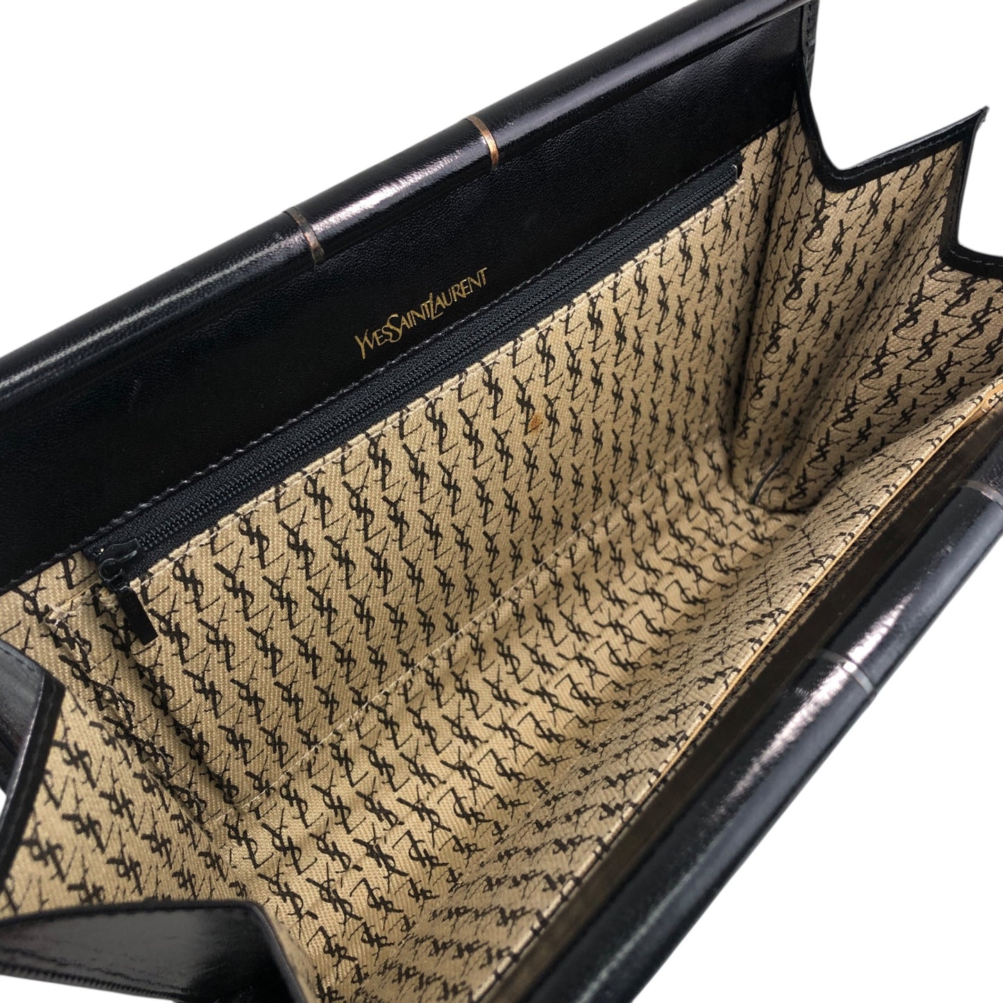 Yves Saint Laurent YSL Logo Clutch bag Black Vintage xv8d62