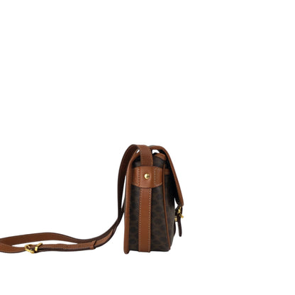 CELINE Macadam Blason Front Buckle Shoulder bag Brown Vintage need42