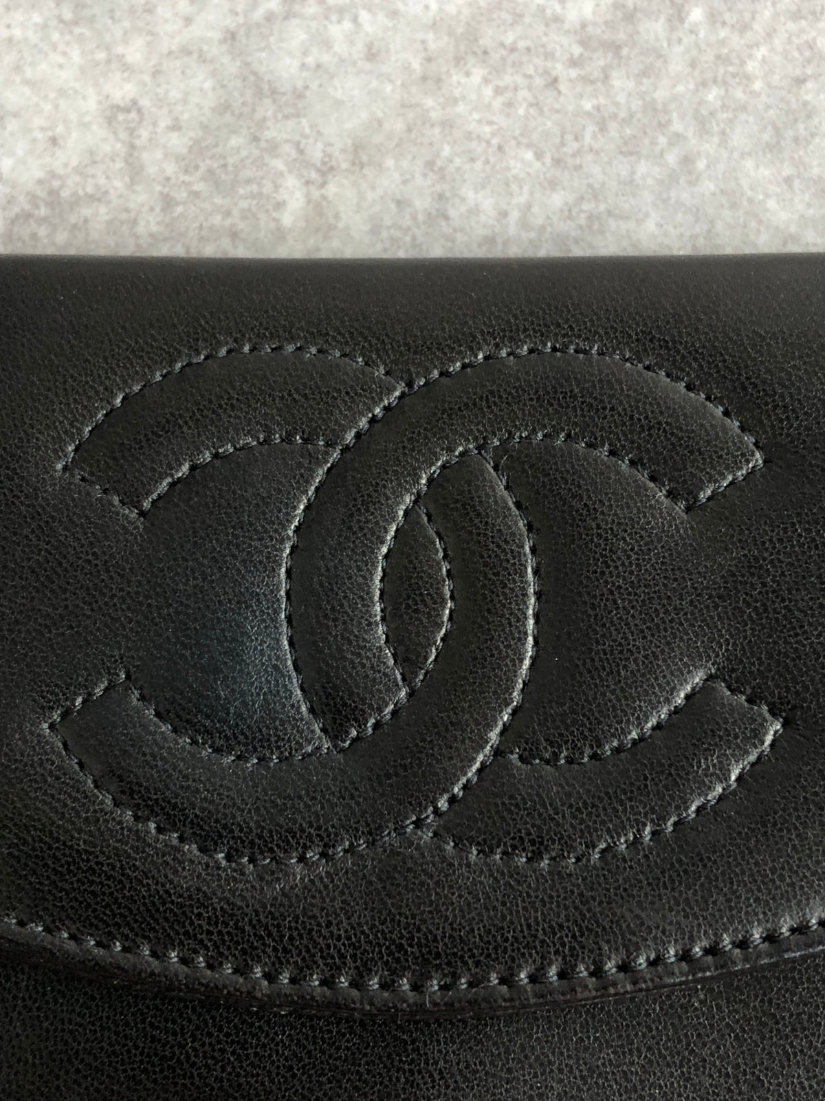 CHANEL Coco Mark Coin Purse Black Vintage 4umftb