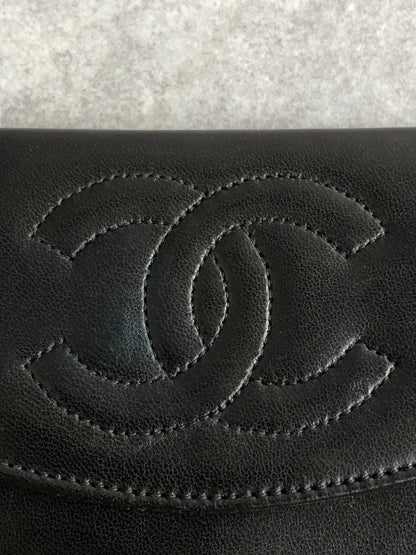 CHANEL Coco Mark Coin Purse Black Vintage 4umftb