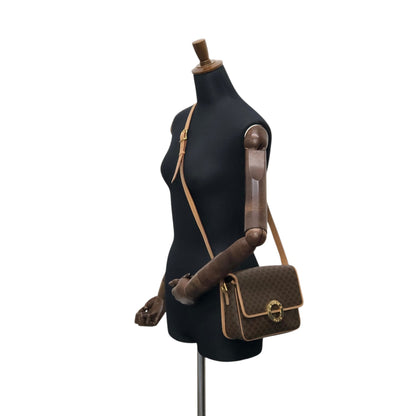 CELINE Macadam Circle Logo Shoulder bag Brown Vintage 4ks7pb