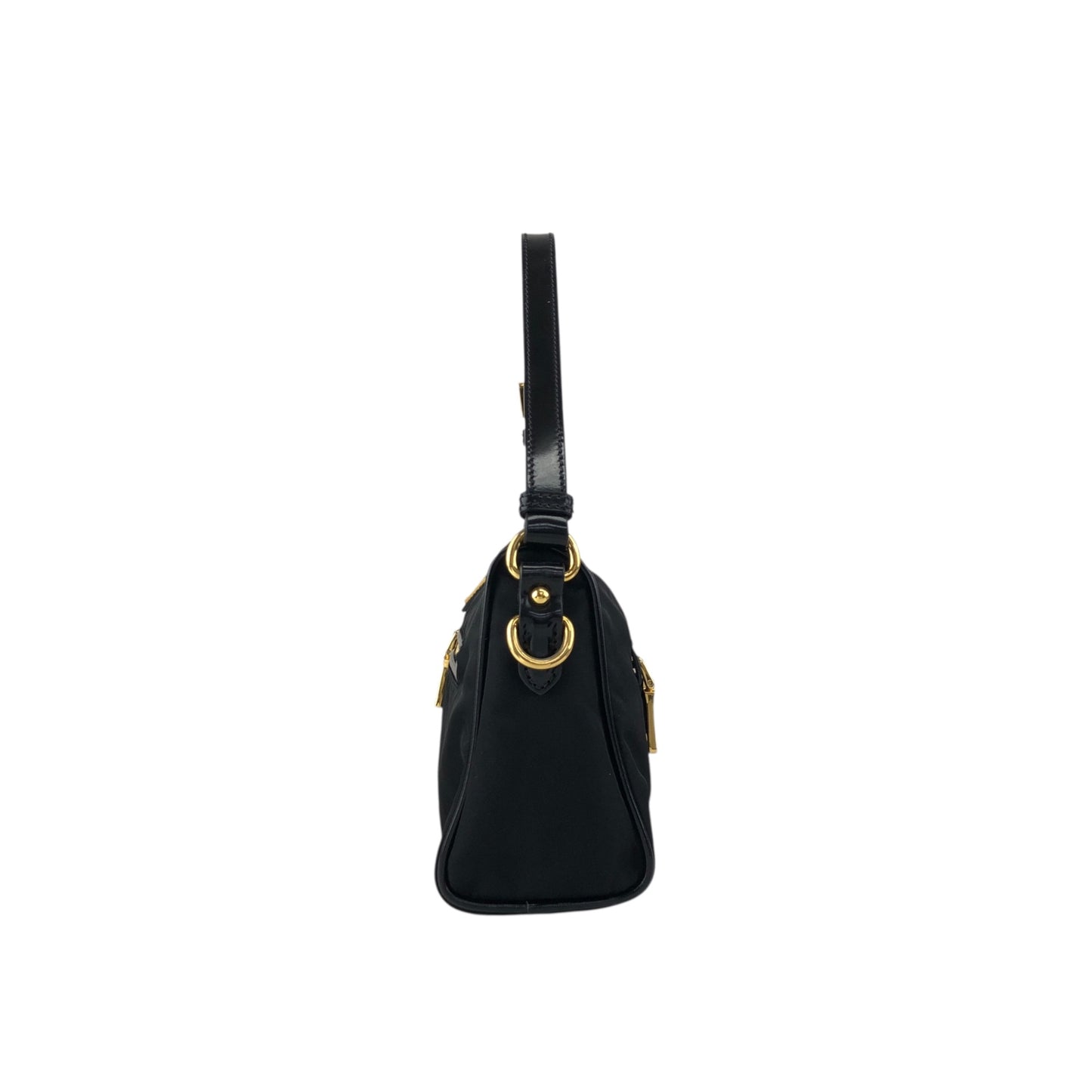 PRADA Tessuto Triangle Logo Small Handbag Black Vintage 6tgg77