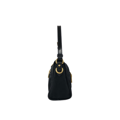 PRADA Tessuto Triangle Logo Small Handbag Black Vintage 6tgg77