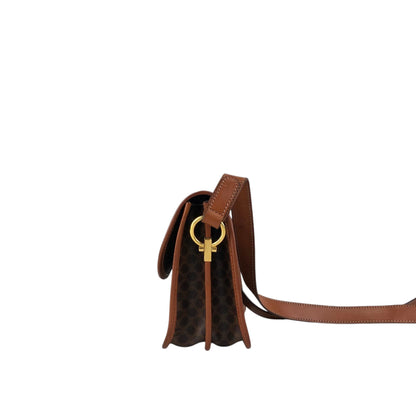 CELINE Macadam Gancini Shoulder bag Brown Vintage dkdrvy