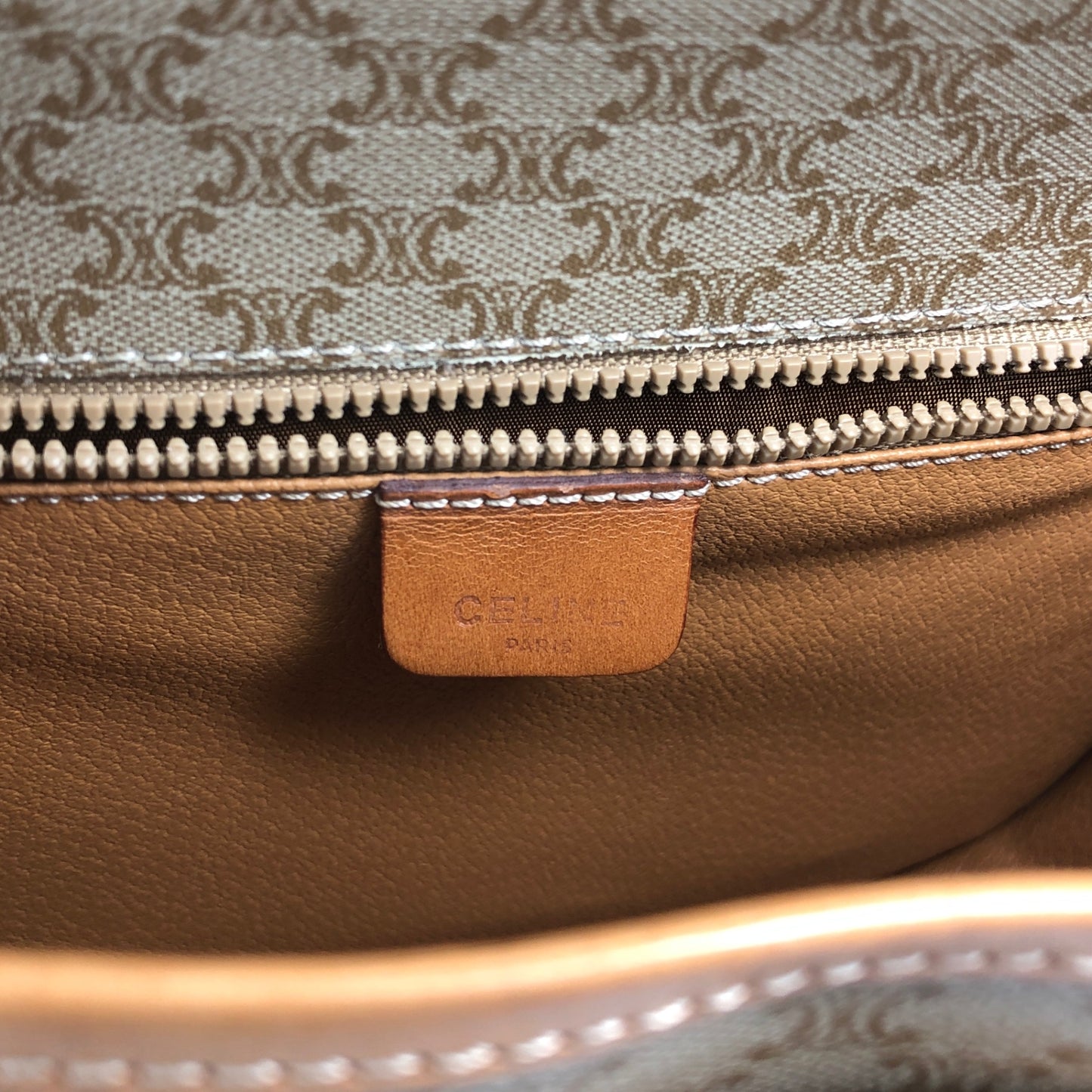 CELINE Macadam Front Buckle  Shoulder bag Beige Vintage nnbcwv