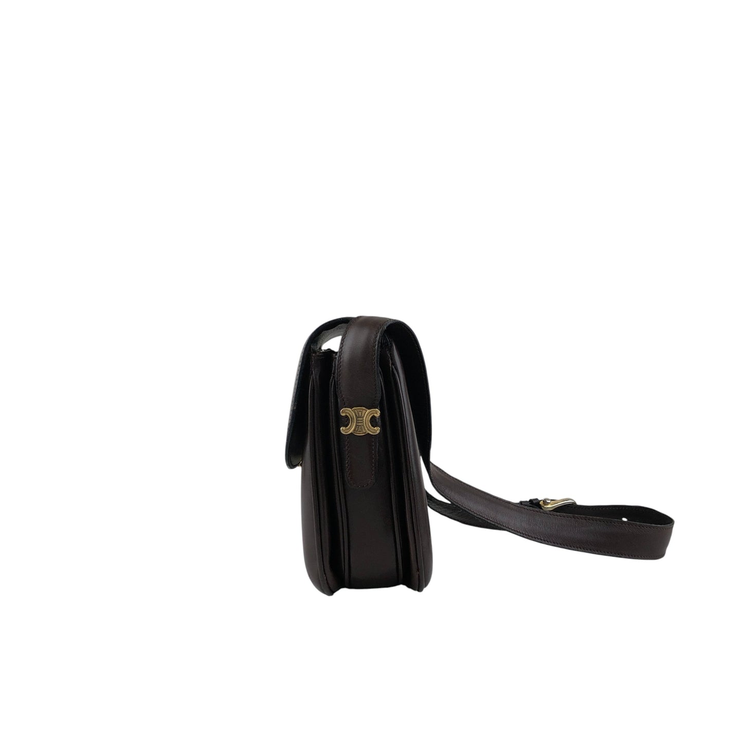 CELINE Triomphe Horse Carriage Shoulder bag Brown Vintage thyd2h