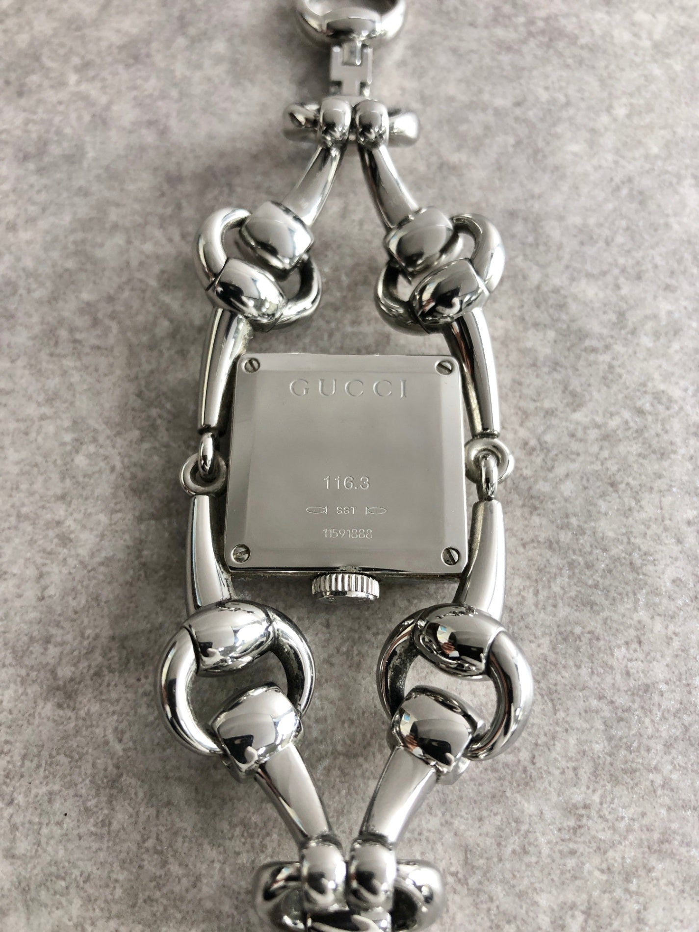 GUCCI Rhinestone Watch Silver Vintage ag4iia