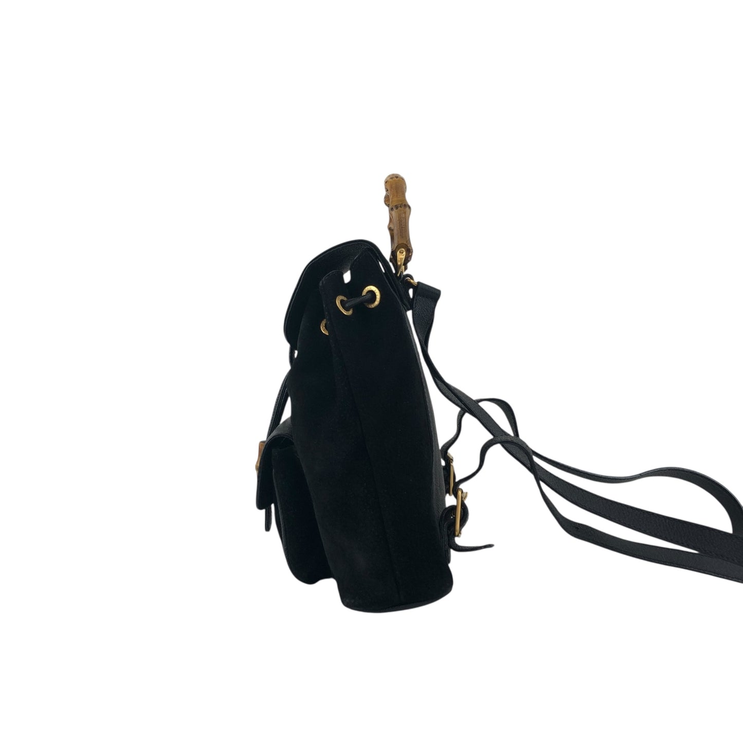 GUCCI Bamboo Turn Lock Backpack Black Vintage bkpfsf