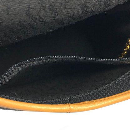 Yves Saint Laurent YSL Logo Nylon Leather Crossbody Shoulder bag Black Vintage n3ryut