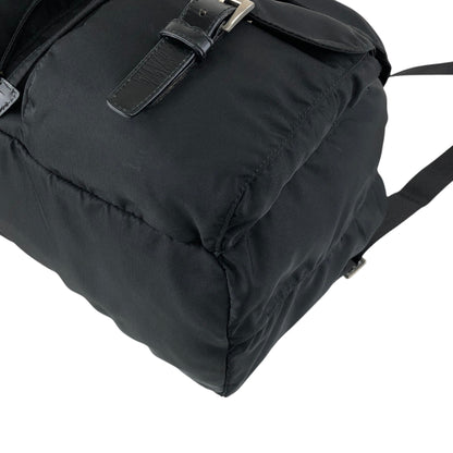 PRADA Tessuto Triangle Logo Double Pocket Backpack Black Vintage scciib