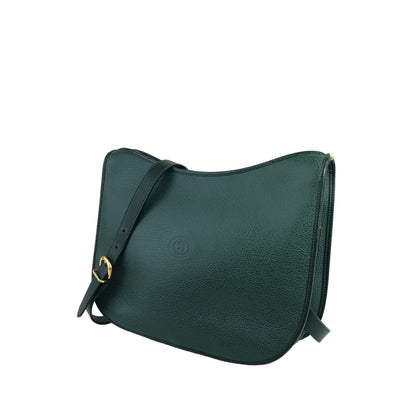 GUCCI Logo Embossed Shoulder bag Green Vintage 2i4yzf