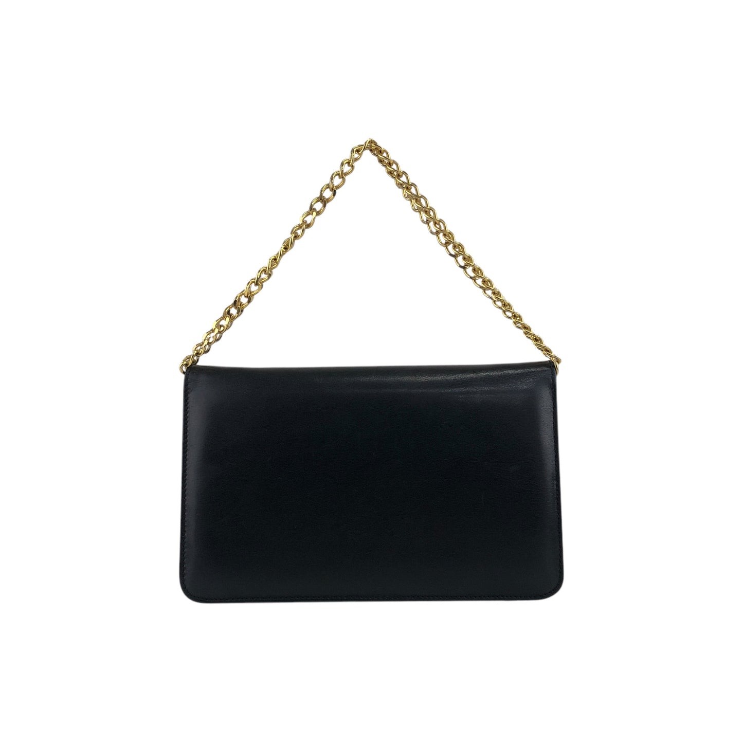 CELINE Triomphe Chain Shoulder bag Black Vintage fhwkwk