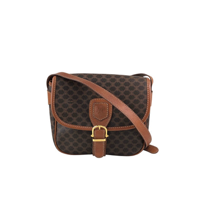CELINE Macadam Blason Front Buckle Shoulder bag Brown Vintage v3jfnr
