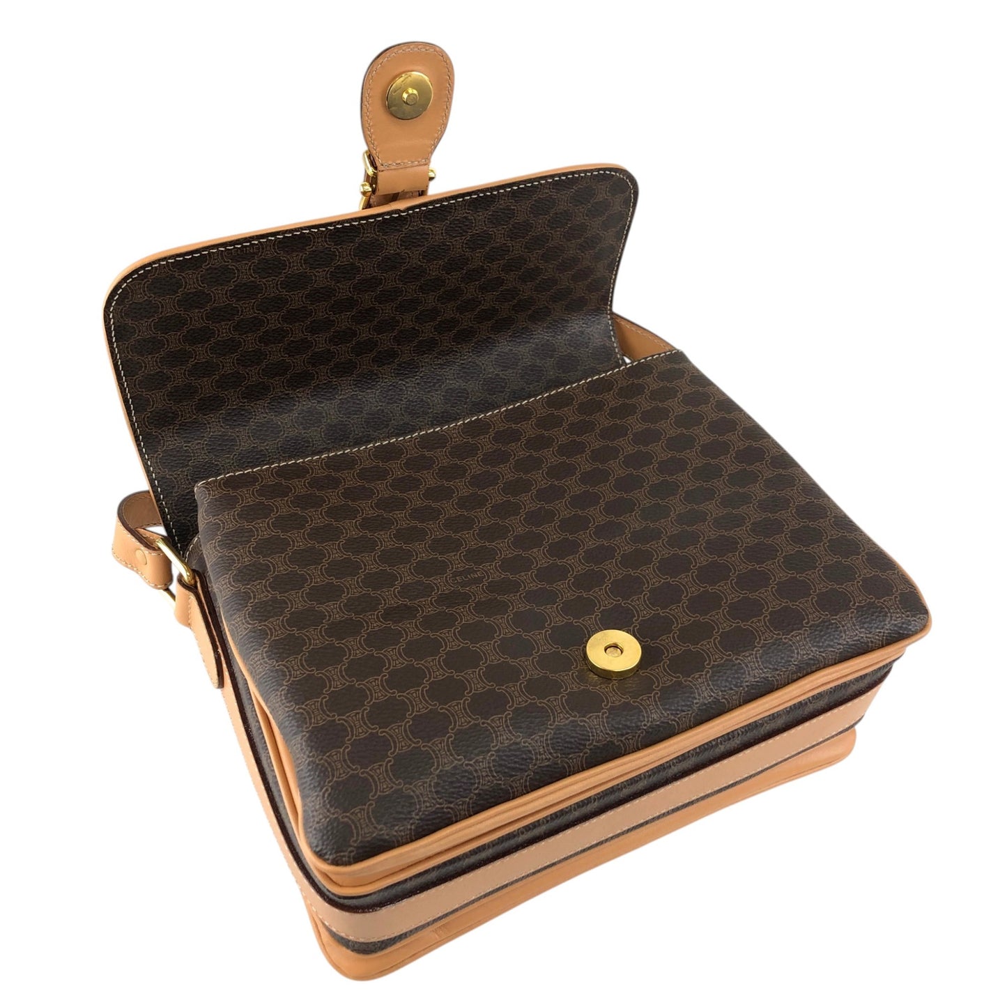 CELINE Macadam Blason Shoulder bag Brown Vintage cwx3rn