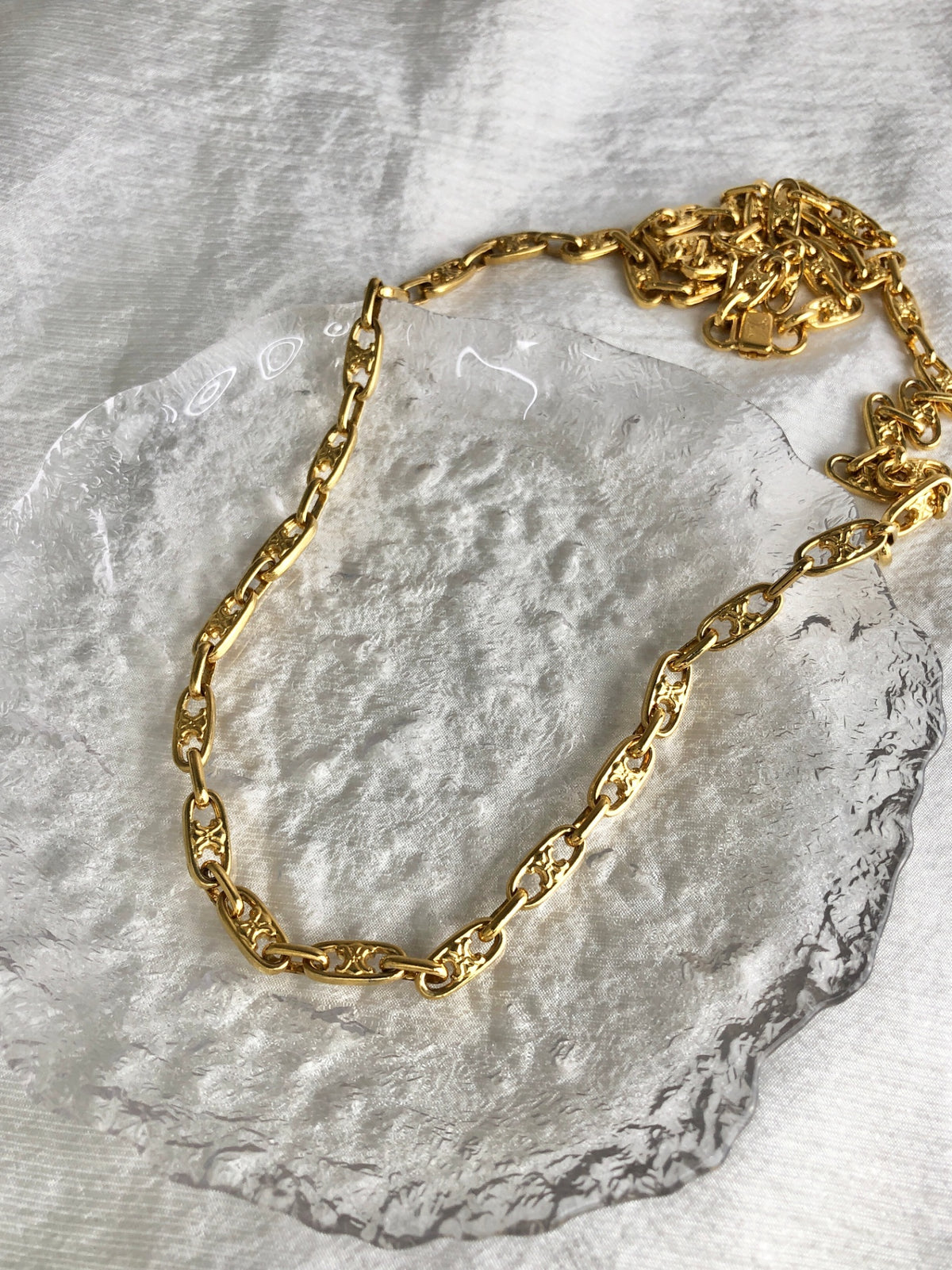 CELINE Triomphe Necklace Gold Vintage 3g8gw4
