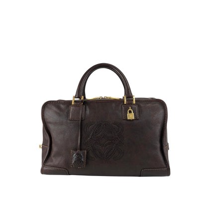 LOEWE Amazona Anagram Small Boston bag Handbag Brown Vintage kfcz5t