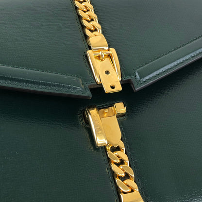 GUCCI Belt Motif Handbag Green Vintage 2vw4nm