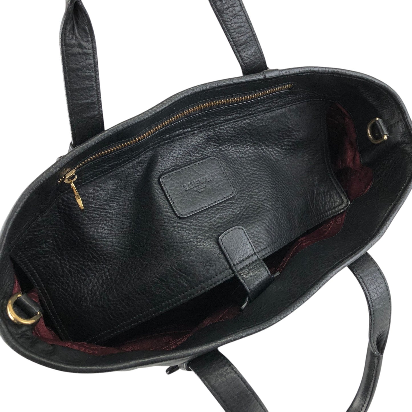 LOEWE Logo Embossed Two-way Handbag Shoulder bag Black Vintage m3sbja