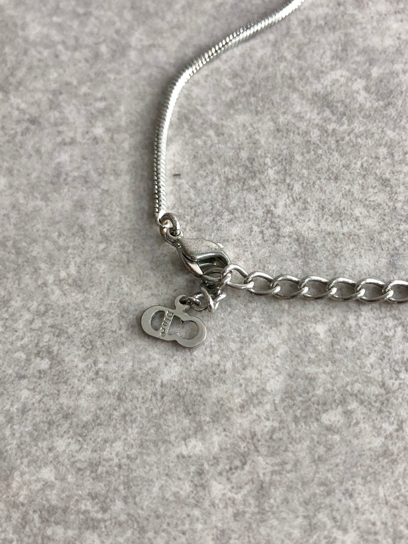 Christian Dior D Motif Necklace Silver Vintage j4vcit
