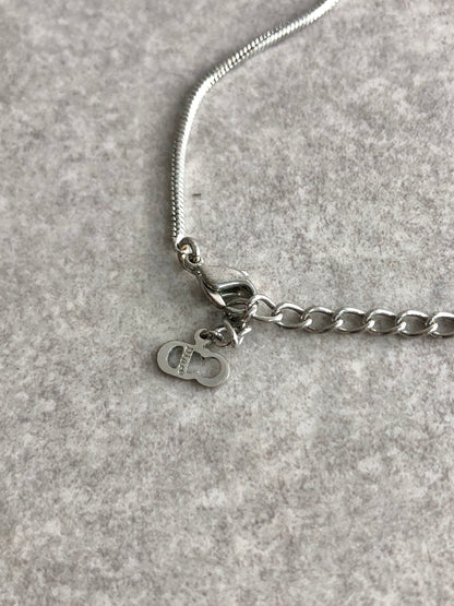 Christian Dior D Motif Necklace Silver Vintage j4vcit