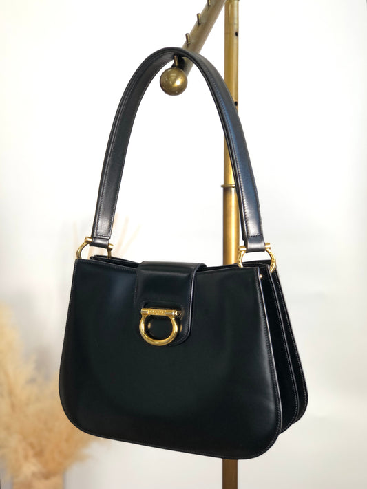 CELINE Gancini Shoulder bag Black Vintage x5ufhf