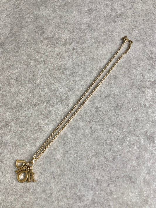 Christian Dior Logo Charm Necklace Gold Vintage xea6cx