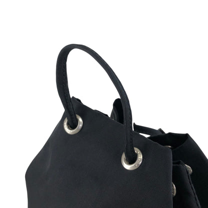 PRADA Tessuto Triangle Logo Drawstring Small Handbag Black Vintage bebvsv
