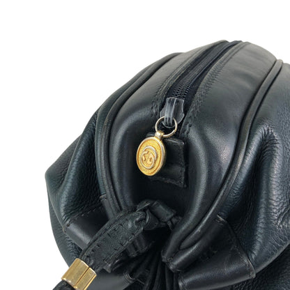 GUCCI Logo Embossed Shoulder bag Navy Vintage e4surv