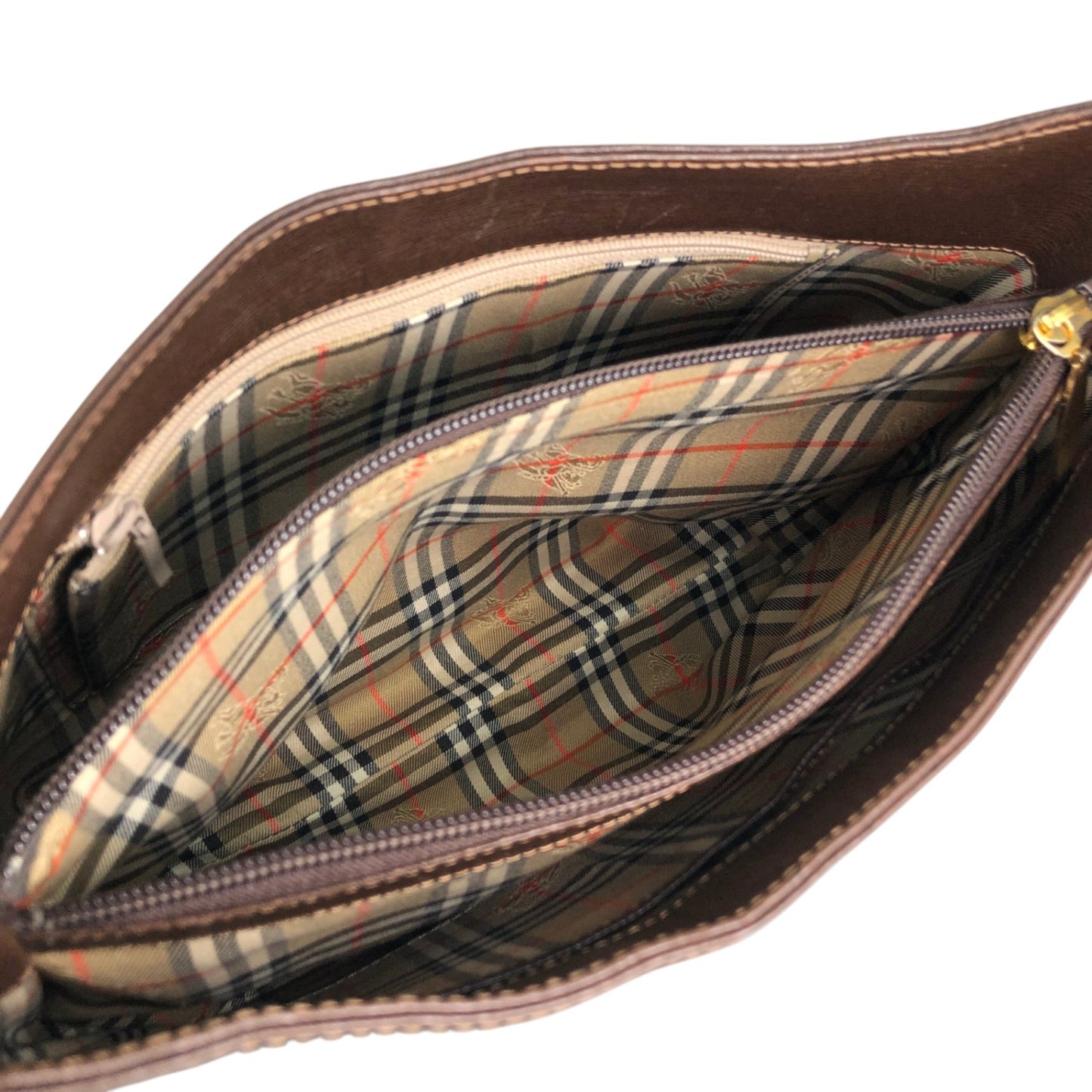 BURBERRY Logo Shoulder bag Brown Vintage 6skns5