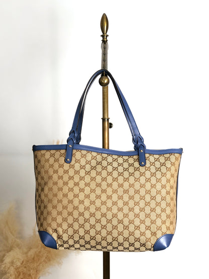 GUCCI GG Canvas Totebag Beige Vintage z375jy