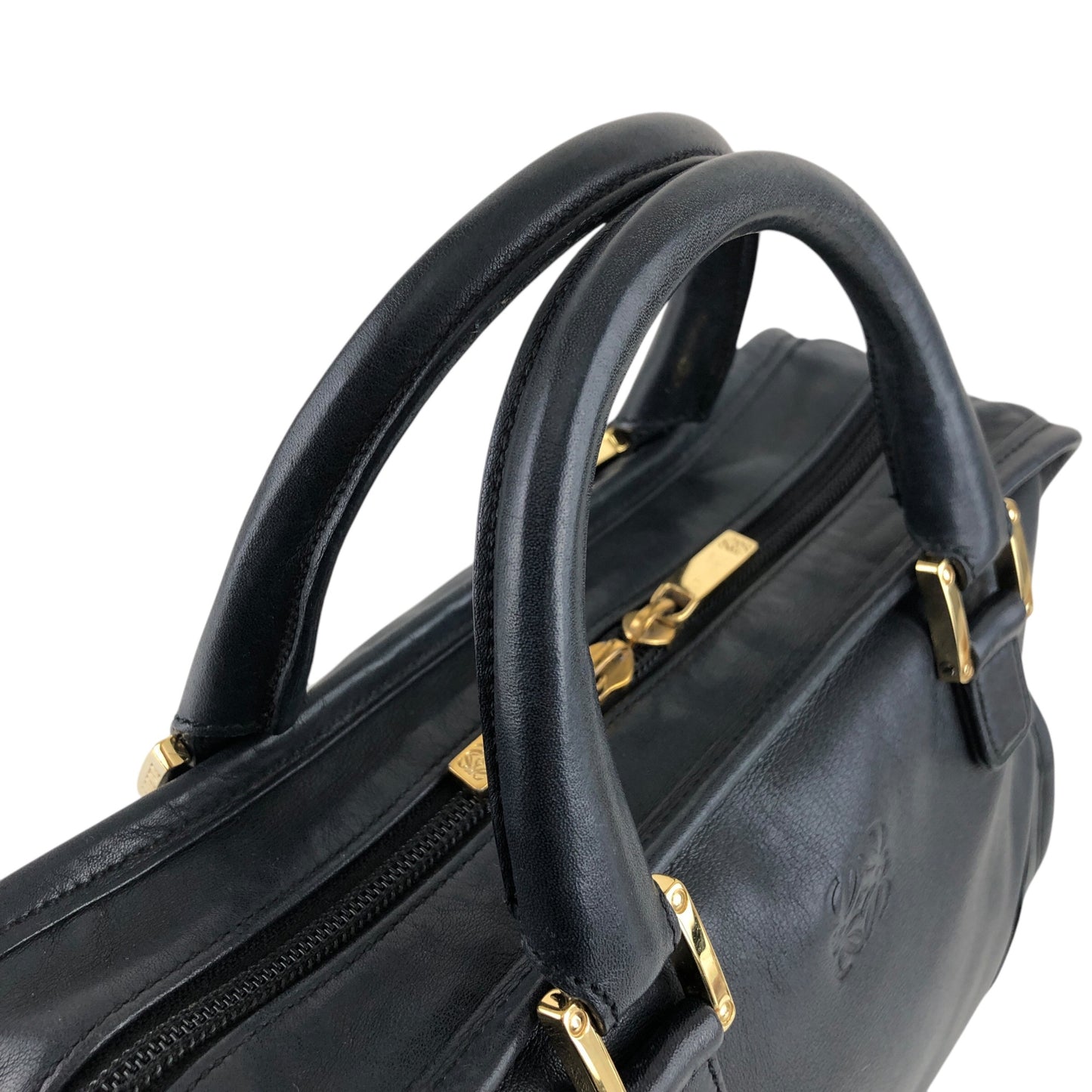 LOEWE Amazona Anagram Handbag Boston bag Navy Vintage 7hgehe