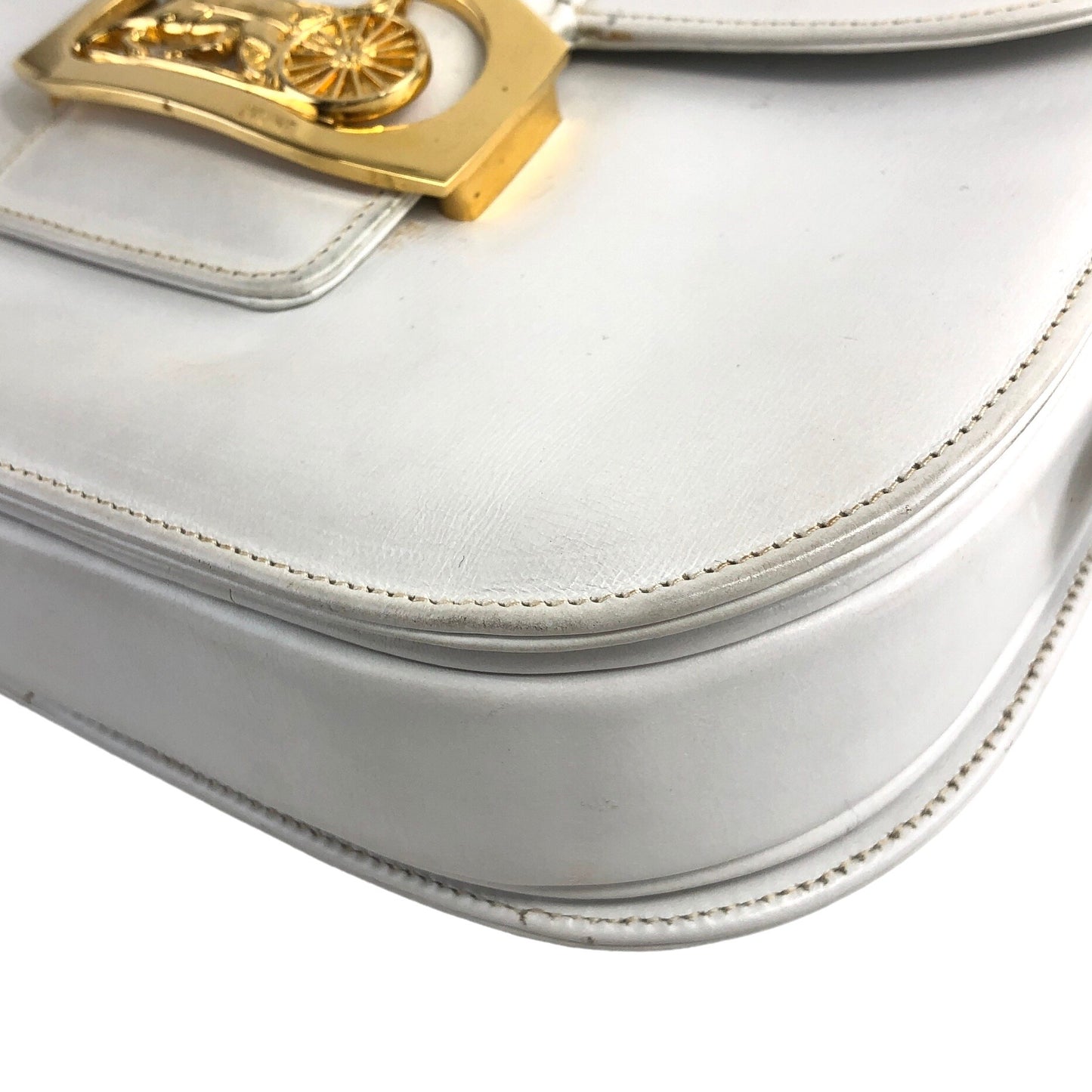 CELINE Horse Carriage Shoulder bag White Vintage tj6jzj