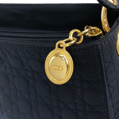 Christian Dior Cannage Logo Charm Shoulder bag Hobobag Black Vintage gd5hwv