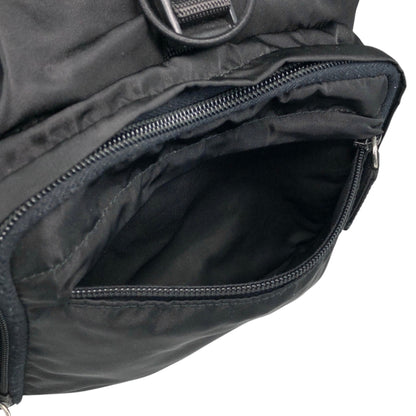 PRADA Tessuto Triangle Logo Front Buckle Backpack Black Vintage 8na4hp