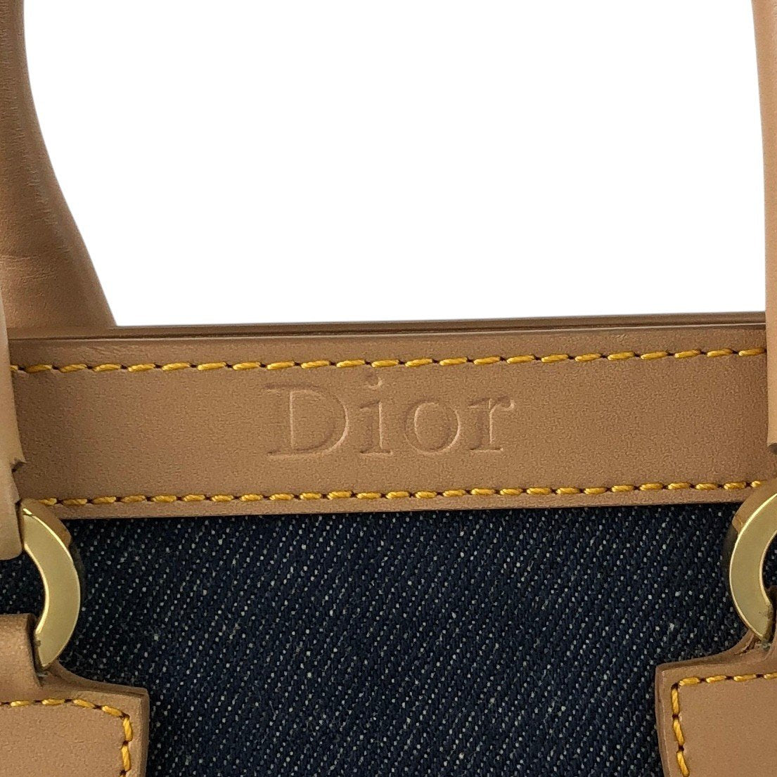 Christian Dior Logo Canvas Handbag Beige×Blue Vintage fwaghn
