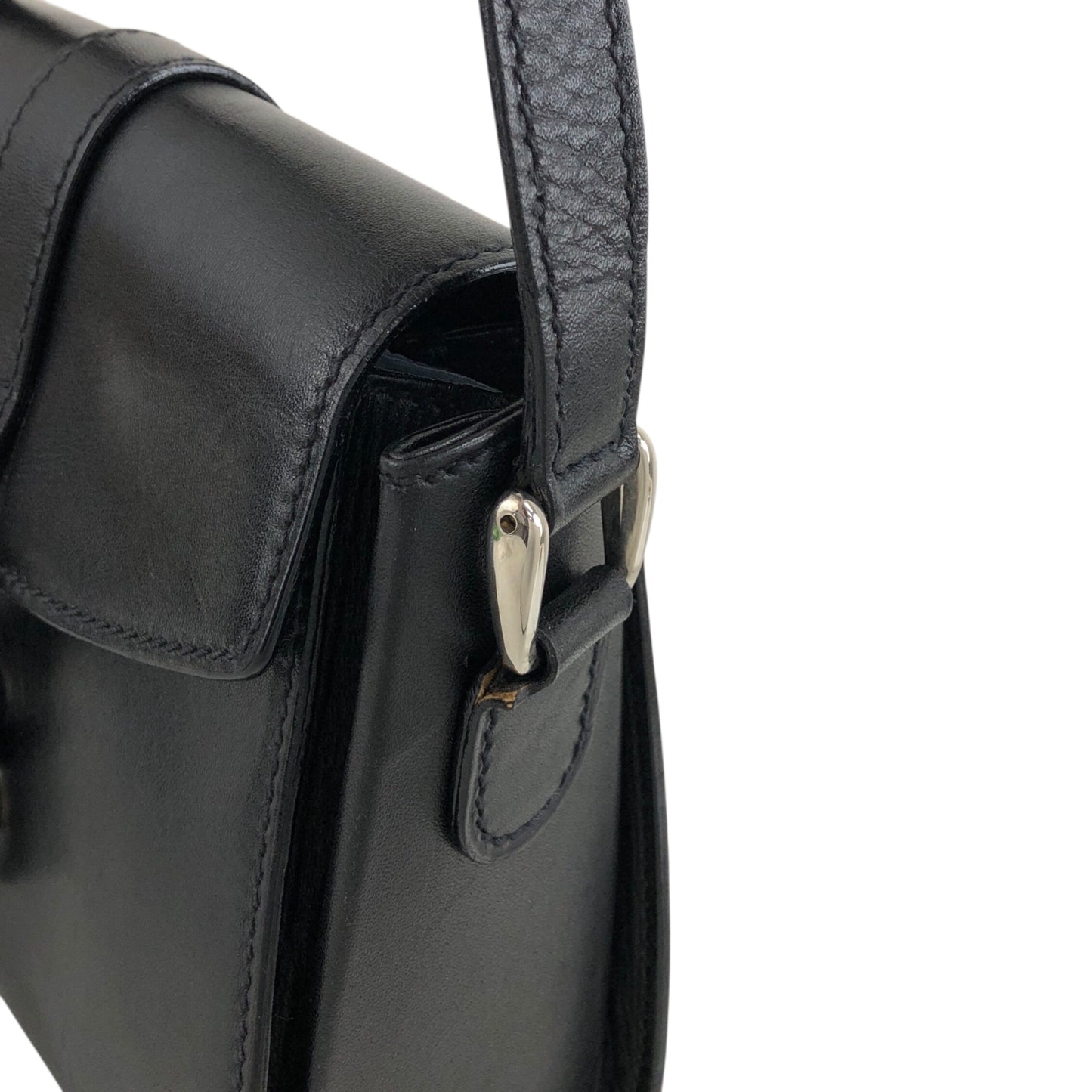 GUCCI Front Buckle Shoulder bag Black Vintage 6rzffs