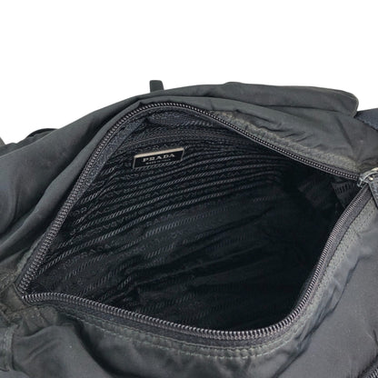 PRADA Tessuto Triangle Logo Shoulder bag Black Vintage xkated