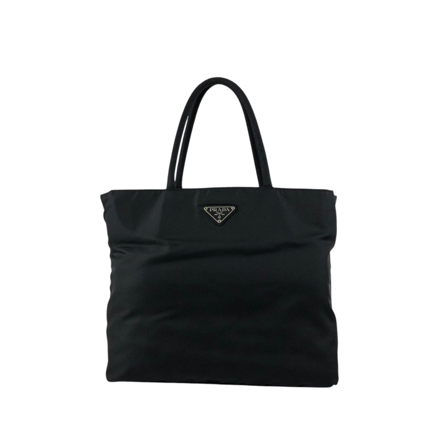 PRADA Tessuto Triangle Logo Handbag Totebag Black Vintage 4fphjj