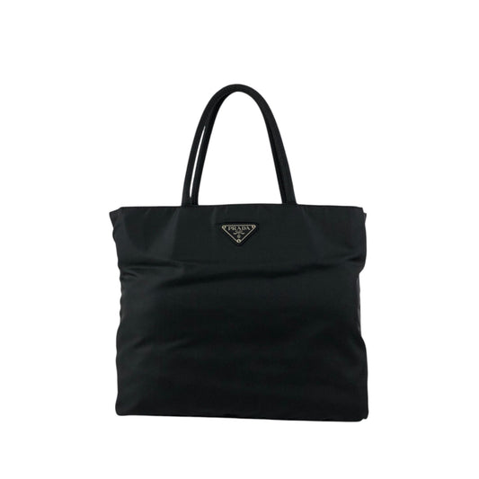 PRADA Tessuto Triangle Logo Handbag Totebag Black Vintage 4fphjj