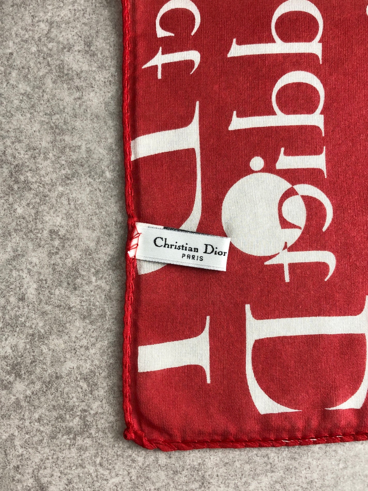 Christian Dior Logo Silk Scarf Red×White Vintage kgmry8
