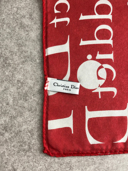 Christian Dior Logo Silk Scarf Red×White Vintage kgmry8