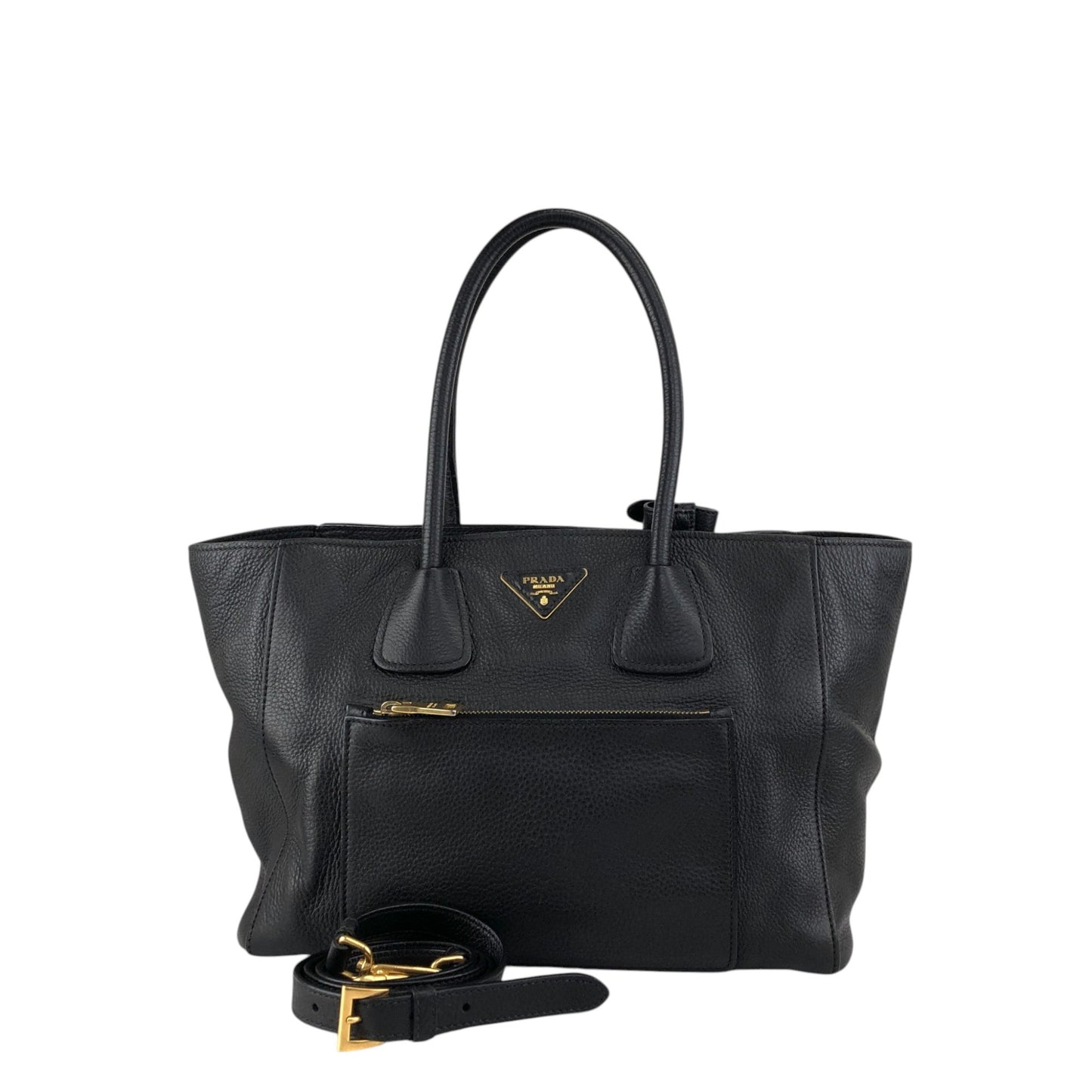 PRADA Triangle Logo Two-way Handbag Shoulder bag Black Vintage ux6vuz