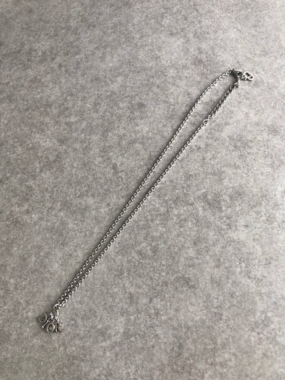 Christian Dior Logo Motif Necklace Silver Vintage 25hunz