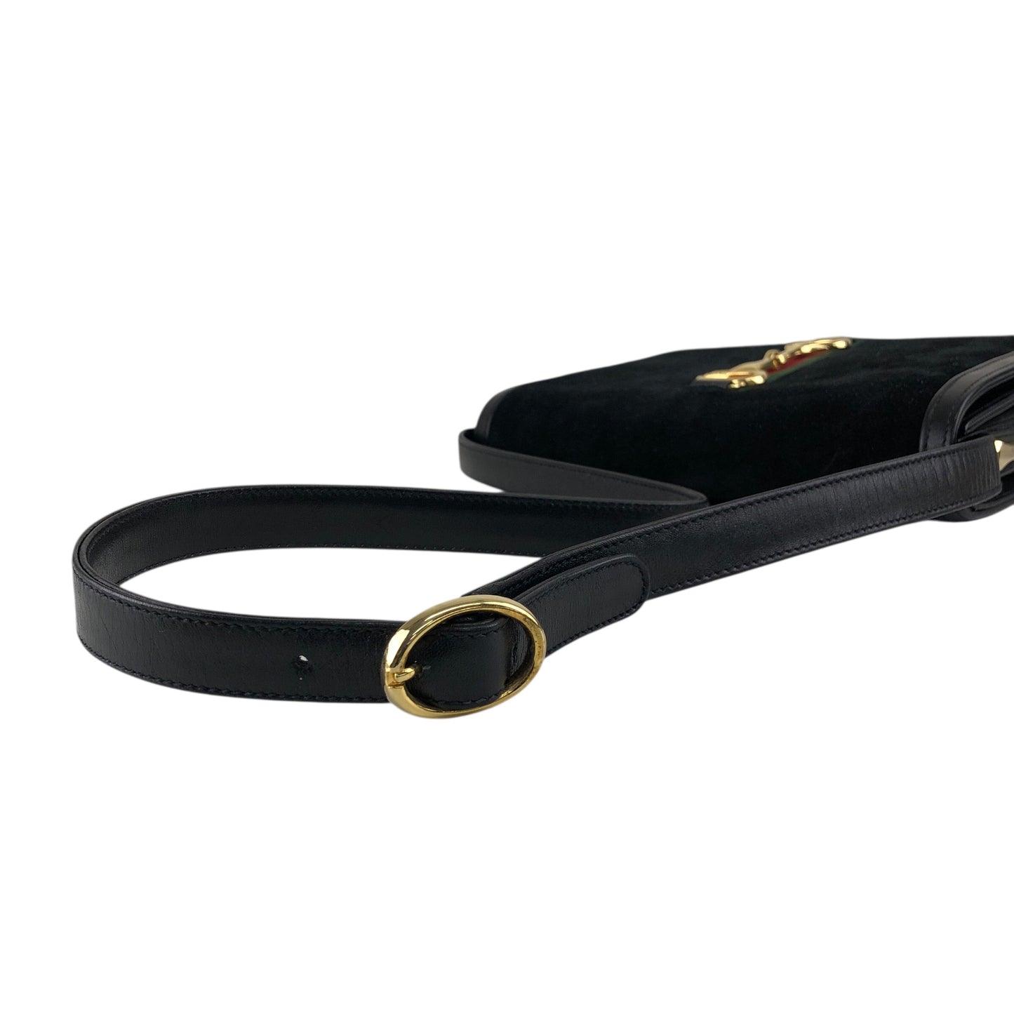 GUCCI Sherry Line Horse Bit Shoulder bag Black Vintage serjt6