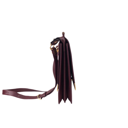 Cartier Logo Embossed Flap Shoulder bag Bordeaux Vintage hydpbp
