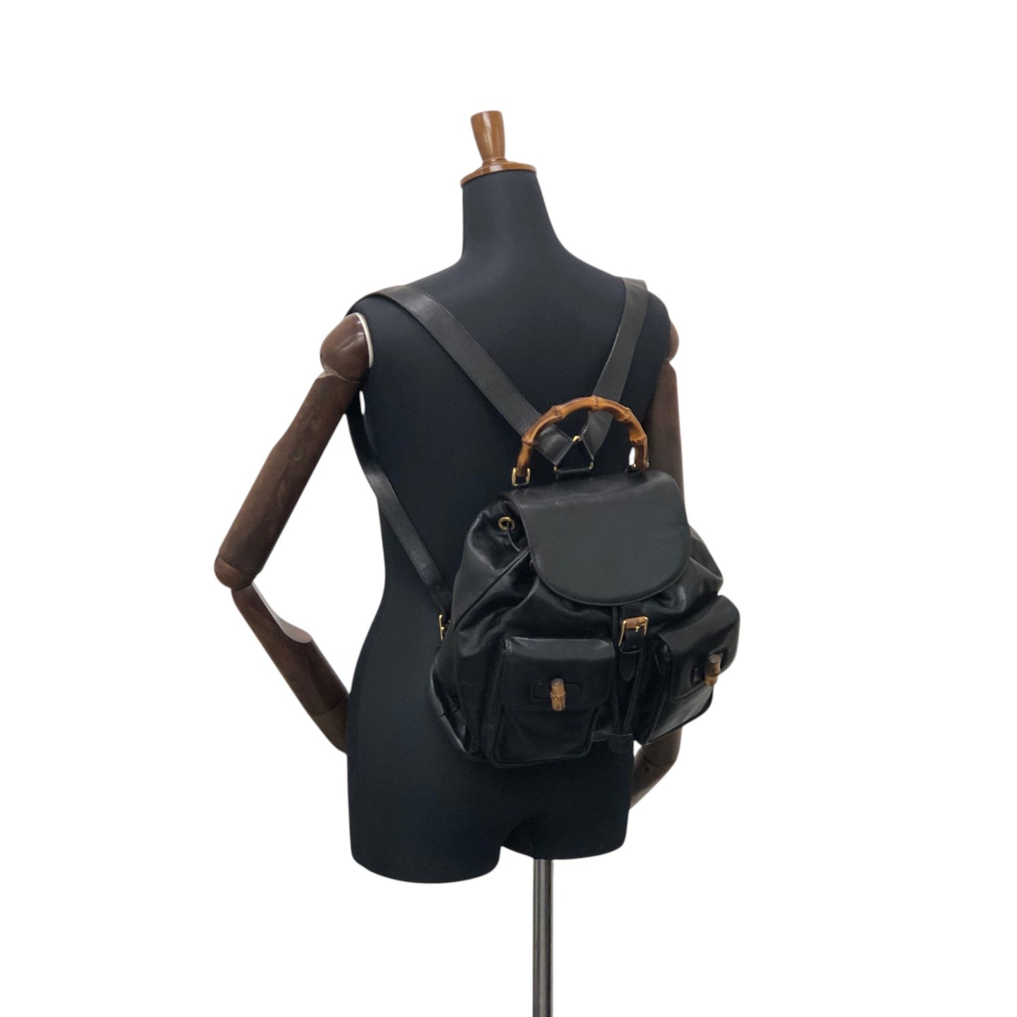 GUCCI Bamboo Backpack Black Vintage 4u5xy4