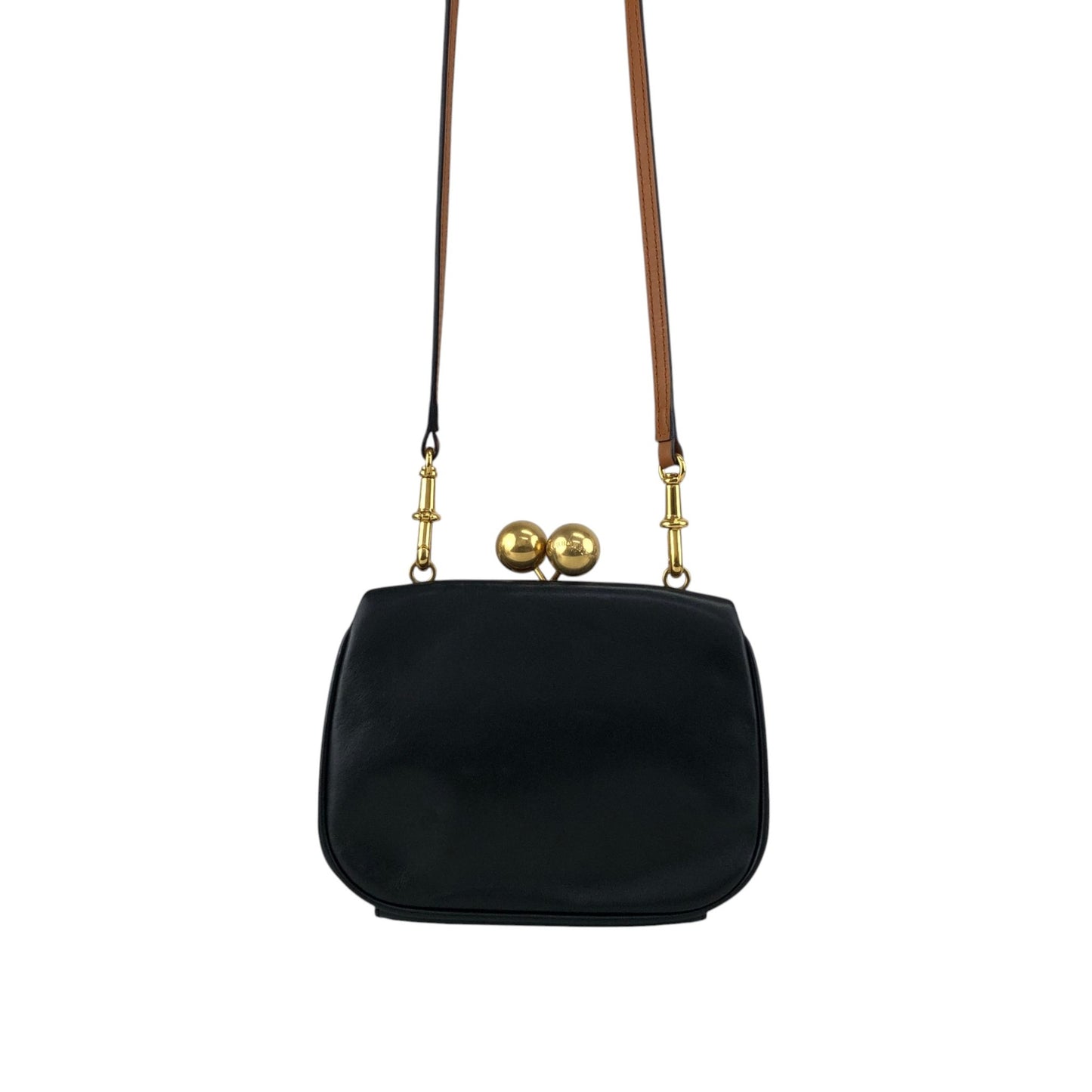 BURBERRY Logo Metal Clasp Shoulder bag Black Vintage hdymvu